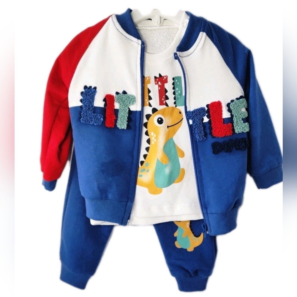 Baby Toddler 3-Pieces Set Long Sleeve Shirt/Pants/Jacket Size 6-9 & 9-12 Months